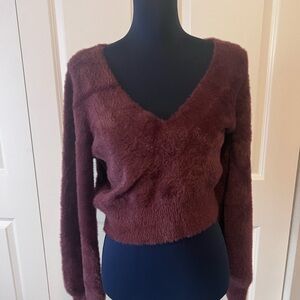 Aritzia V-Neck Sweater in Rich Burgundy
